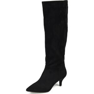 Journee Collection Vellia Kitten Heel Knee High Boots Size US 6M Wide Calf Black